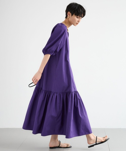 BARNYARDSTORM(バンヤードストーム)の「BARNYARDSTORM / Vネックボリュームスリーブワンピース(ワンピース・レディース・ブラック/パープル・S/M)」の18枚目の写真