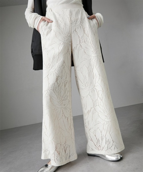 Soiunique（スワユニーク）の「大柄カーテンレースワイドパンツ［Soiunique］（その他パンツ・レディース・ライム/チャコール/アイボリー・LL/M/L）」の18枚目の写真
