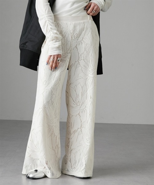 Soiunique（スワユニーク）の「大柄カーテンレースワイドパンツ［Soiunique］（その他パンツ・レディース・ライム/チャコール/アイボリー・LL/M/L）」の19枚目の写真