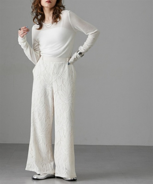 Soiunique（スワユニーク）の「大柄カーテンレースワイドパンツ［Soiunique］（その他パンツ・レディース・ライム/チャコール/アイボリー・LL/M/L）」の20枚目の写真