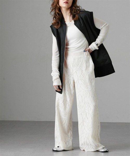 Soiunique（スワユニーク）の「大柄カーテンレースワイドパンツ［Soiunique］（その他パンツ・レディース・ライム/チャコール/アイボリー・LL/M/L）」の22枚目の写真