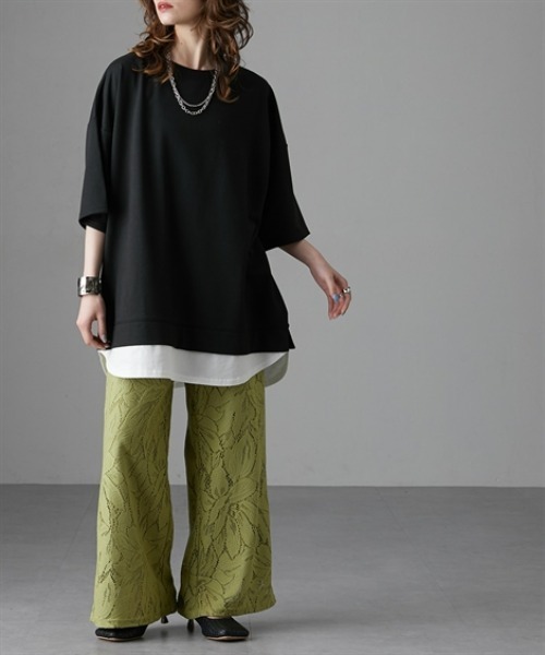 Soiunique（スワユニーク）の「大柄カーテンレースワイドパンツ［Soiunique］（その他パンツ・レディース・ライム/チャコール/アイボリー・LL/M/L）」の6枚目の写真