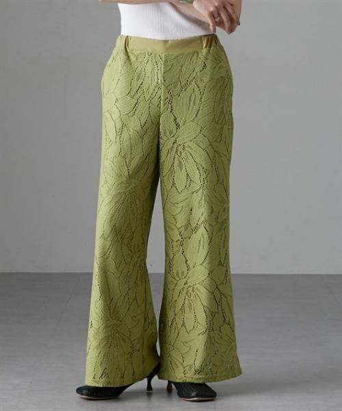 Soiunique（スワユニーク）の「大柄カーテンレースワイドパンツ［Soiunique］（その他パンツ・レディース・ライム/チャコール/アイボリー・LL/M/L）」の8枚目の写真