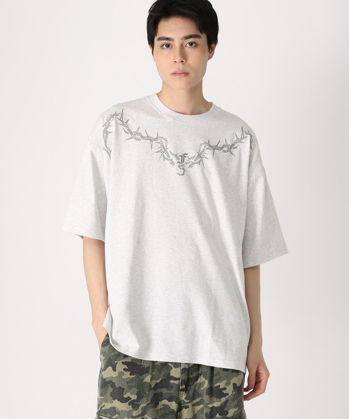 LAND MUSEUM（ランドミュージアム）の「LAND MUSEUM／バーブワイヤーT（Tシャツ/カットソー・メンズ・ブラック/グレー・MEDIUM/LARGE）」の2枚目の写真