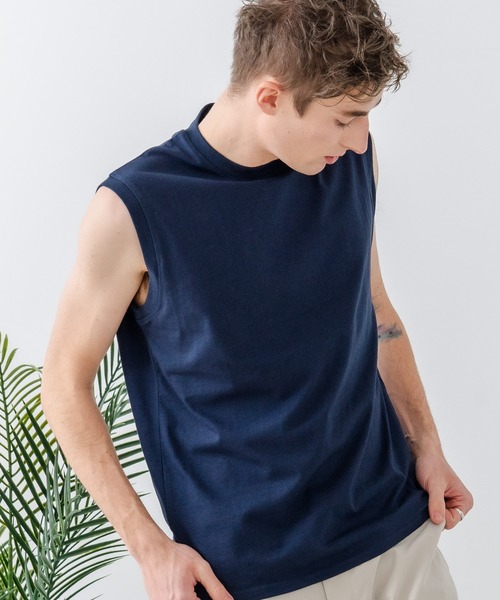 JEANS MATE(ジーンズメイト)の「【汗染みの目立ちにくいTシャツ ZEROSTAIN/ゼロステイン】クルーネックノースリーブ 防汚 UVカット(Tシャツ/カットソー・メンズ・ホワイト/ネイビー/ブラック・LARGE/X-LARGE/MEDIUM)」の3枚目の写真