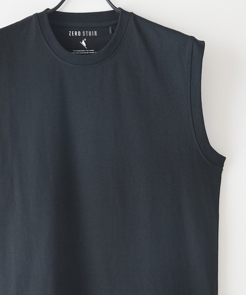 JEANS MATE(ジーンズメイト)の「【汗染みの目立ちにくいTシャツ ZEROSTAIN/ゼロステイン】クルーネックノースリーブ 防汚 UVカット(Tシャツ/カットソー・メンズ・ホワイト/ネイビー/ブラック・LARGE/X-LARGE/MEDIUM)」の18枚目の写真