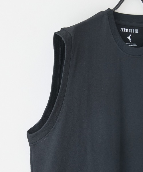 JEANS MATE(ジーンズメイト)の「【汗染みの目立ちにくいTシャツ ZEROSTAIN/ゼロステイン】クルーネックノースリーブ 防汚 UVカット(Tシャツ/カットソー・メンズ・ホワイト/ネイビー/ブラック・LARGE/X-LARGE/MEDIUM)」の16枚目の写真