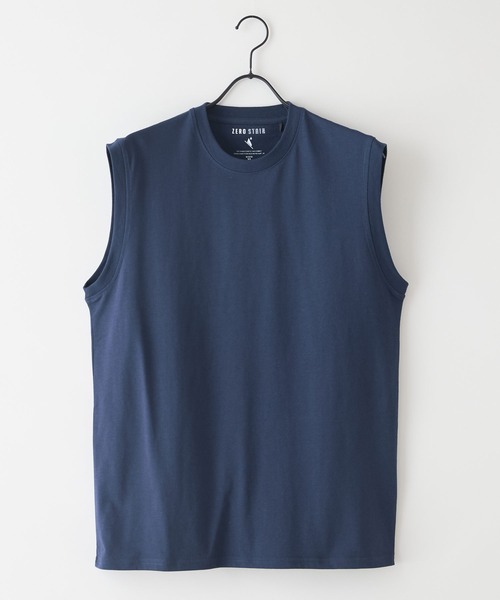 JEANS MATE(ジーンズメイト)の「【汗染みの目立ちにくいTシャツ ZEROSTAIN/ゼロステイン】クルーネックノースリーブ 防汚 UVカット(Tシャツ/カットソー・メンズ・ホワイト/ネイビー/ブラック・LARGE/X-LARGE/MEDIUM)」の11枚目の写真