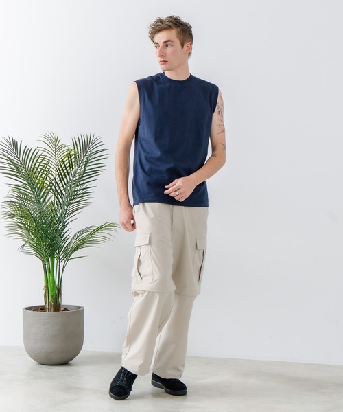 JEANS MATE(ジーンズメイト)の「【汗染みの目立ちにくいTシャツ ZEROSTAIN/ゼロステイン】クルーネックノースリーブ 防汚 UVカット(Tシャツ/カットソー・メンズ・ホワイト/ネイビー/ブラック・LARGE/X-LARGE/MEDIUM)」の22枚目の写真