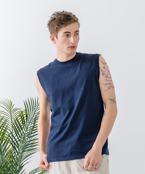 JEANS MATE(ジーンズメイト)の「【汗染みの目立ちにくいTシャツ ZEROSTAIN/ゼロステイン】クルーネックノースリーブ 防汚 UVカット(Tシャツ/カットソー・メンズ・ホワイト/ネイビー/ブラック・LARGE/X-LARGE/MEDIUM)」の21枚目の写真