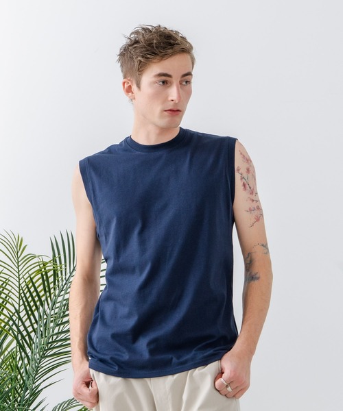 JEANS MATE(ジーンズメイト)の「【汗染みの目立ちにくいTシャツ ZEROSTAIN/ゼロステイン】クルーネックノースリーブ 防汚 UVカット(Tシャツ/カットソー・メンズ・ホワイト/ネイビー/ブラック・LARGE/X-LARGE/MEDIUM)」の20枚目の写真