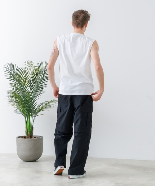 JEANS MATE(ジーンズメイト)の「【汗染みの目立ちにくいTシャツ ZEROSTAIN/ゼロステイン】クルーネックノースリーブ 防汚 UVカット(Tシャツ/カットソー・メンズ・ホワイト/ネイビー/ブラック・LARGE/X-LARGE/MEDIUM)」の7枚目の写真