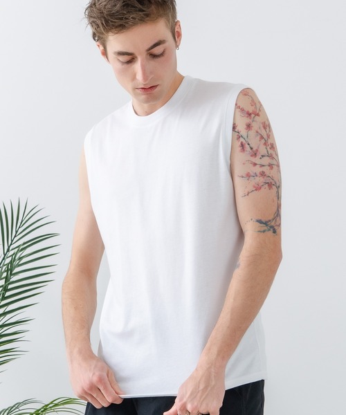 JEANS MATE(ジーンズメイト)の「【汗染みの目立ちにくいTシャツ ZEROSTAIN/ゼロステイン】クルーネックノースリーブ 防汚 UVカット(Tシャツ/カットソー・メンズ・ホワイト/ネイビー/ブラック・LARGE/X-LARGE/MEDIUM)」の4枚目の写真