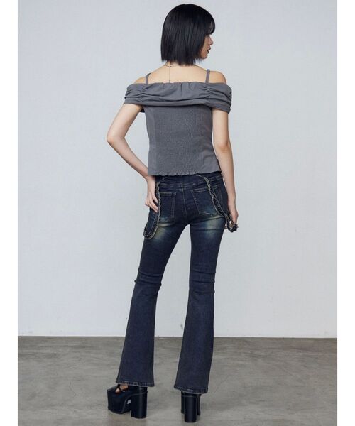 EMODA（エモダ）の「ハングベルトハイウエストフレアパギンス（デニムパンツ・レディース・ブラック/インディゴブルー・X-SMALL/SMALL/MEDIUM）」の16枚目の写真