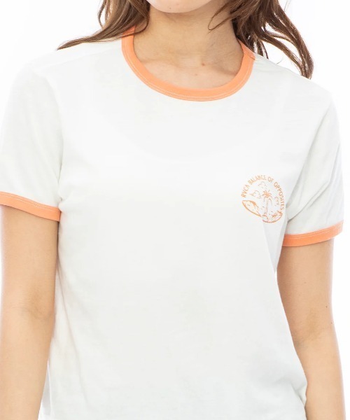 tシャツ 「RVCA/ルーカ」23SS 「ROSE MACHADO」 ENCINITAS SS/コラボ半袖リンガーパイピングTシャツ レディース RVCA tシャツ 「RVCA/ルーカ」23SS 「ROSE MACHADO」 ENCINITAS