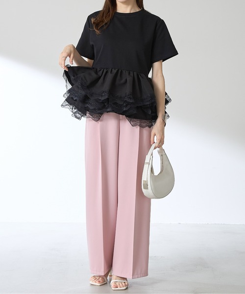 &. NOSTALGIA(アンドドットノスタルジア)の「【ZOZO限定】レースティアードチュニック(チュニック・レディース・ブラック/オフホワイト・M)」の3枚目の写真