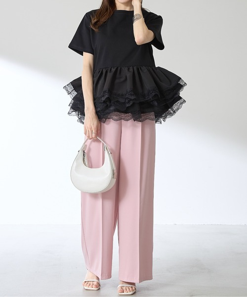 &. NOSTALGIA(アンドドットノスタルジア)の「【ZOZO限定】レースティアードチュニック(チュニック・レディース・ブラック/オフホワイト・M)」の4枚目の写真