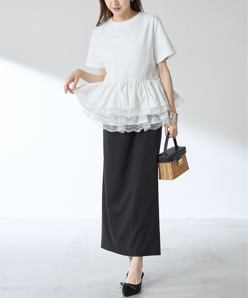 &. NOSTALGIA(アンドドットノスタルジア)の「【ZOZO限定】レースティアードチュニック(チュニック・レディース・ブラック/オフホワイト・M)」の12枚目の写真