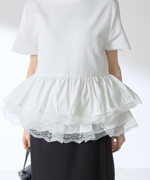 &. NOSTALGIA(アンドドットノスタルジア)の「【ZOZO限定】レースティアードチュニック(チュニック・レディース・ブラック/オフホワイト・M)」の17枚目の写真