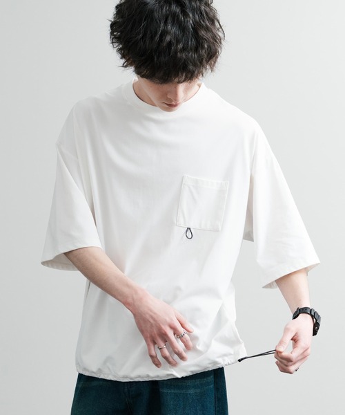 Rocky Monroe（ロッキーモンロー）の「オーバーサイズUVカットTECHドローコード半袖Tシャツ（Tシャツ/カットソー・メンズ・チャコール/ブラック/ライトグレー/ホワイト・LL/M/L）」の11枚目の写真