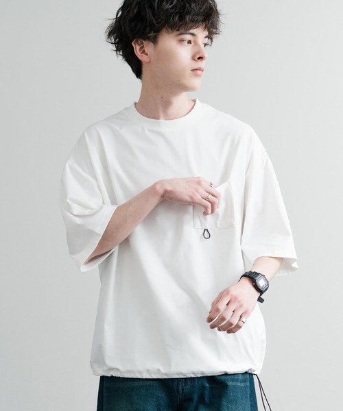 Rocky Monroe（ロッキーモンロー）の「オーバーサイズUVカットTECHドローコード半袖Tシャツ（Tシャツ/カットソー・メンズ・チャコール/ブラック/ライトグレー/ホワイト・LL/M/L）」の10枚目の写真