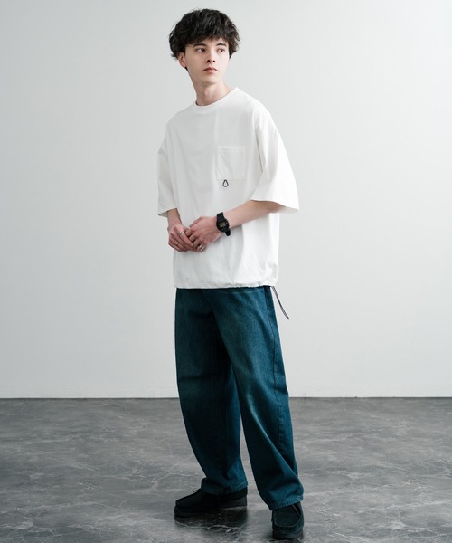 Rocky Monroe（ロッキーモンロー）の「オーバーサイズUVカットTECHドローコード半袖Tシャツ（Tシャツ/カットソー・メンズ・チャコール/ブラック/ライトグレー/ホワイト・LL/M/L）」の9枚目の写真