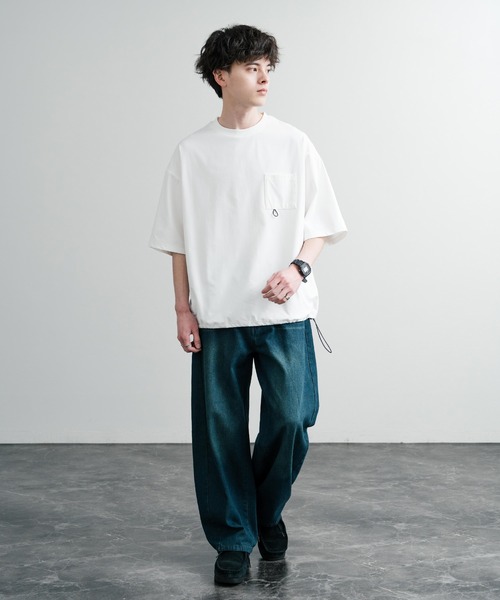 Rocky Monroe（ロッキーモンロー）の「オーバーサイズUVカットTECHドローコード半袖Tシャツ（Tシャツ/カットソー・メンズ・チャコール/ブラック/ライトグレー/ホワイト・LL/M/L）」の8枚目の写真