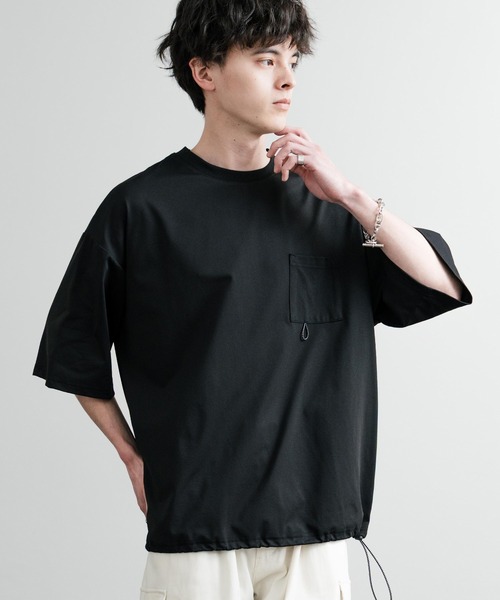 Rocky Monroe（ロッキーモンロー）の「オーバーサイズUVカットTECHドローコード半袖Tシャツ（Tシャツ/カットソー・メンズ・チャコール/ブラック/ライトグレー/ホワイト・LL/M/L）」の7枚目の写真
