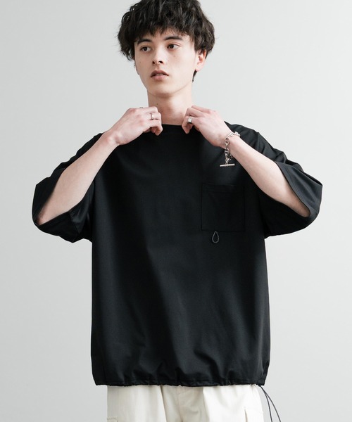 Rocky Monroe（ロッキーモンロー）の「オーバーサイズUVカットTECHドローコード半袖Tシャツ（Tシャツ/カットソー・メンズ・チャコール/ブラック/ライトグレー/ホワイト・LL/M/L）」の6枚目の写真