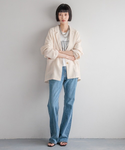 LOWRYS FARM（ローリーズファーム）の「リネンライクメッシュジャケット　 492730（ノーカラージャケット・レディース・アイボリー/チャコールグレー/ブラウン・FREE）」の16枚目の写真