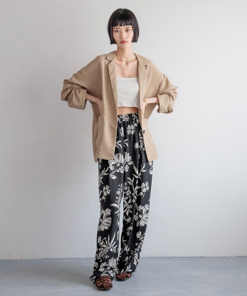 LOWRYS FARM（ローリーズファーム）の「リネンライクメッシュジャケット　 492730（ノーカラージャケット・レディース・アイボリー/チャコールグレー/ブラウン・FREE）」の9枚目の写真