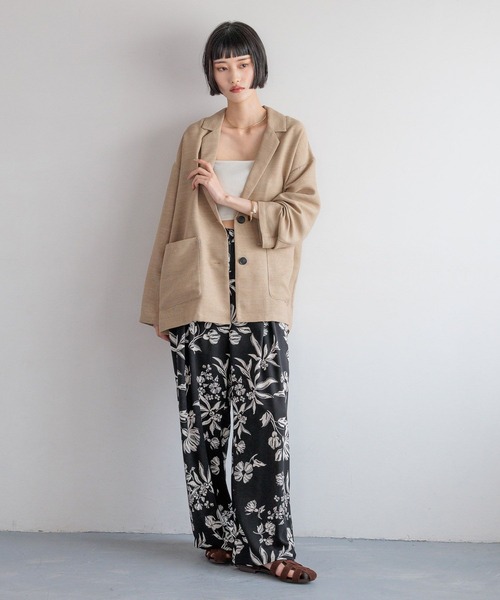 LOWRYS FARM（ローリーズファーム）の「リネンライクメッシュジャケット　 492730（ノーカラージャケット・レディース・アイボリー/チャコールグレー/ブラウン・FREE）」の7枚目の写真