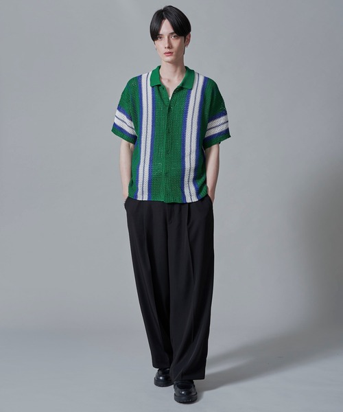 BROWNY（ブラウニー）の「BROWNY/ラインニットシャツ（シャツ/ブラウス・メンズ・グリーン/ライトグレー/チャコール・MEDIUM/LARGE）」の22枚目の写真