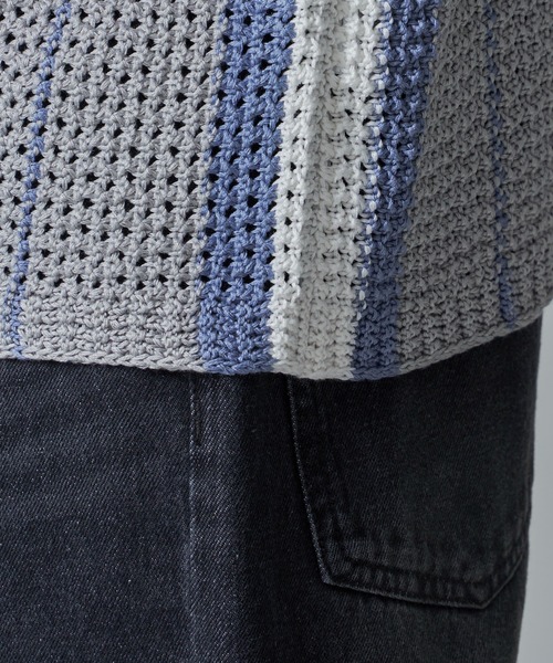 BROWNY（ブラウニー）の「BROWNY/ラインニットシャツ（シャツ/ブラウス・メンズ・グリーン/ライトグレー/チャコール・MEDIUM/LARGE）」の19枚目の写真