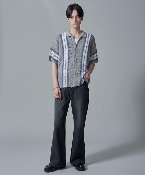 BROWNY（ブラウニー）の「BROWNY/ラインニットシャツ（シャツ/ブラウス・メンズ・グリーン/ライトグレー/チャコール・MEDIUM/LARGE）」の14枚目の写真