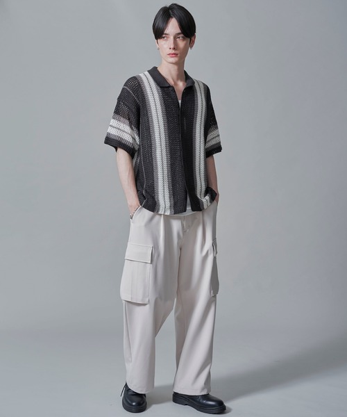 BROWNY（ブラウニー）の「BROWNY/ラインニットシャツ（シャツ/ブラウス・メンズ・グリーン/ライトグレー/チャコール・MEDIUM/LARGE）」の10枚目の写真