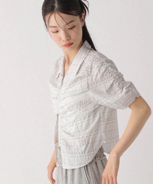 Heather(ヘザー)の「WZIPチェック半袖シャツ 497924(シャツ/ブラウス・レディース・グレー系その他/ブラック系その他/ホワイト系その他・FREE)」の22枚目の写真