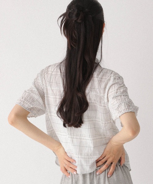 Heather(ヘザー)の「WZIPチェック半袖シャツ 497924(シャツ/ブラウス・レディース・グレー系その他/ブラック系その他/ホワイト系その他・FREE)」の21枚目の写真