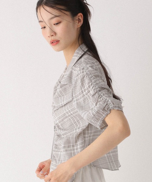 Heather(ヘザー)の「WZIPチェック半袖シャツ 497924(シャツ/ブラウス・レディース・グレー系その他/ブラック系その他/ホワイト系その他・FREE)」の14枚目の写真