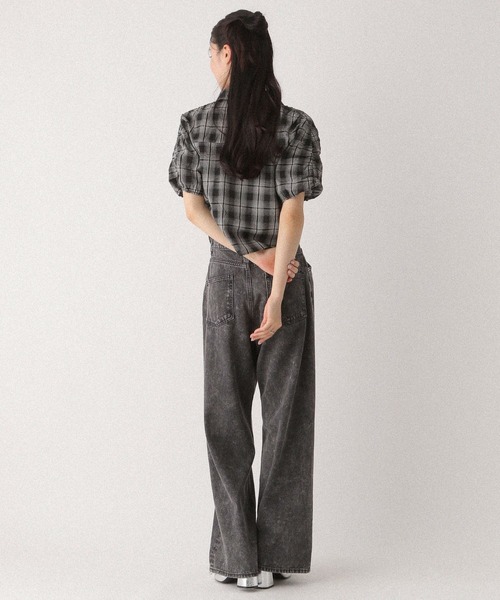Heather(ヘザー)の「WZIPチェック半袖シャツ 497924(シャツ/ブラウス・レディース・グレー系その他/ブラック系その他/ホワイト系その他・FREE)」の5枚目の写真