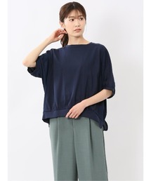 【ドルマン ゆったり】m.f.エディトリアル レディース 異素材切替 クルーネック プルオーバー Tシャツ