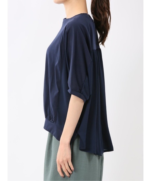 m.f.editorial(エムエフエディトリアル)の「【ドルマン ゆったり】m.f.エディトリアル レディース 異素材切替 クルーネック プルオーバー Tシャツ(Tシャツ/カットソー・レディース・ホワイト/ネイビー/カーキ・LARGE/MEDIUM)」の7枚目の写真
