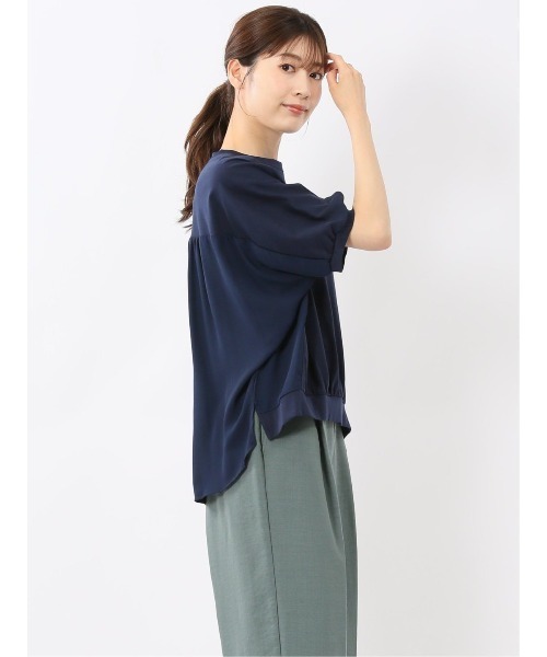m.f.editorial(エムエフエディトリアル)の「【ドルマン ゆったり】m.f.エディトリアル レディース 異素材切替 クルーネック プルオーバー Tシャツ(Tシャツ/カットソー・レディース・ホワイト/ネイビー/カーキ・LARGE/MEDIUM)」の13枚目の写真