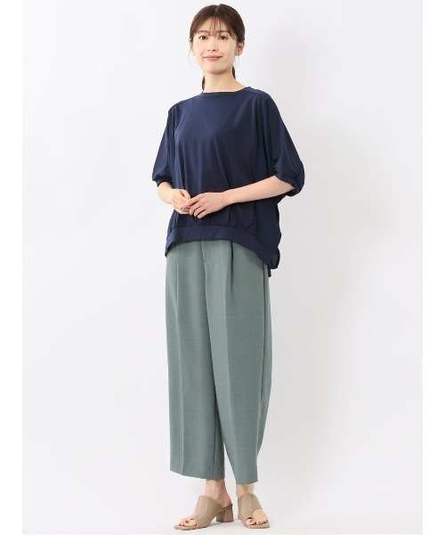 m.f.editorial(エムエフエディトリアル)の「【ドルマン ゆったり】m.f.エディトリアル レディース 異素材切替 クルーネック プルオーバー Tシャツ(Tシャツ/カットソー・レディース・ホワイト/ネイビー/カーキ・LARGE/MEDIUM)」の14枚目の写真