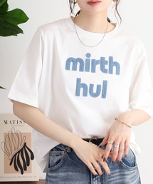 EGLANTINE デニム加工ロゴ 半袖カットソー