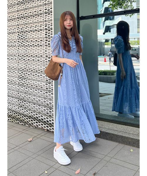 SNIDEL（スナイデル）の「ボリュームフリルレースワンピース