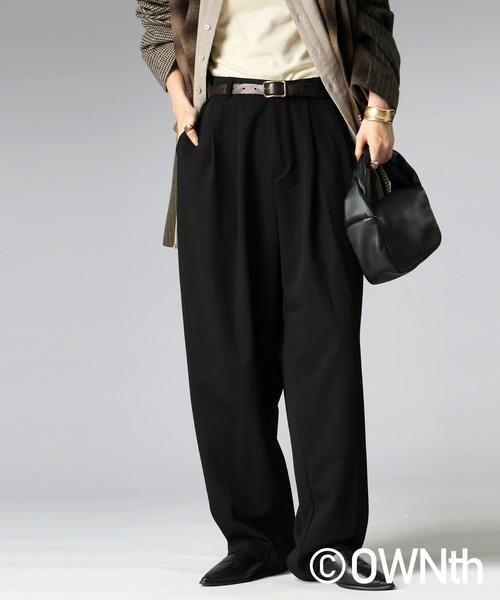 antiqua(アンティカ)の「ツータック ワイドパンツ(その他パンツ・レディース・ブラック/グレー・ONESIZE)」の6枚目の写真