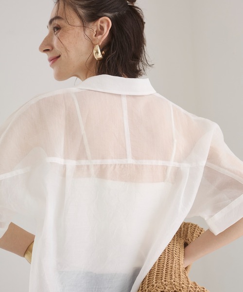 ANGIE(アンジー)の「シアー スキッパーシャツ / オフィスカジュアル / 通勤 / 夏服(シャツ/ブラウス・レディース・ホワイト/ブラック/サックスブルー・FREE)」の20枚目の写真