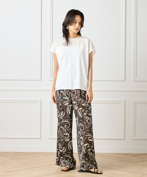 INED（イネド）の「トリコットシフォン シースルードッキングプルオーバー（Tシャツ/カットソー・レディース・オフホワイト/チャコールグレー/ブラック・9号）」の7枚目の写真