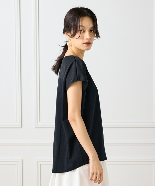 INED（イネド）の「トリコットシフォン シースルードッキングプルオーバー（Tシャツ/カットソー・レディース・オフホワイト/チャコールグレー/ブラック・9号）」の8枚目の写真